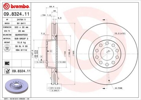 Гальмівний диск BREMBO 09832411