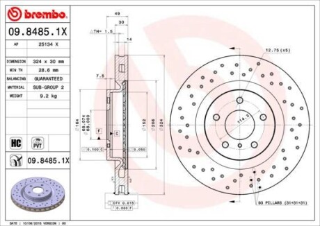 Гальмівний диск BREMBO 0984851X