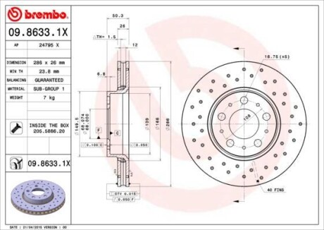 Гальмівний диск BREMBO 0986331X