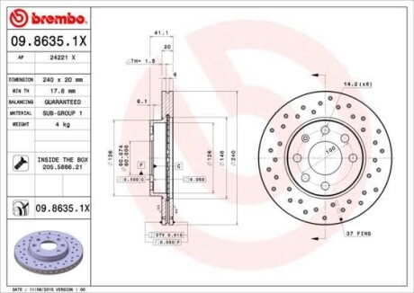 Гальмівний диск BREMBO 0986351X