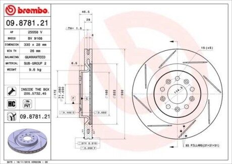 Гальмівний диск BREMBO 09878121