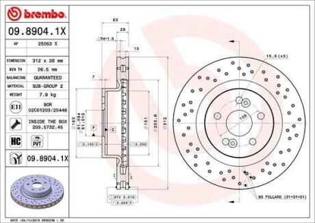 Гальмівний диск BREMBO 0989041X