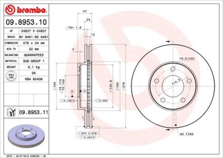 Гальмівний диск BREMBO 09895311