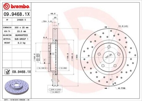 Гальмівний диск BREMBO 0994681X