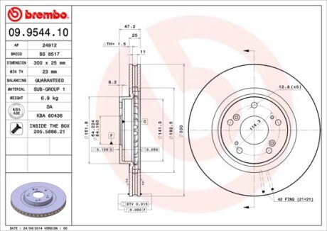 Гальмівний диск BREMBO 09954411