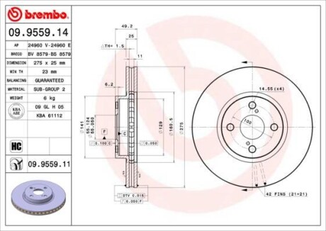Гальмівний диск BREMBO 09955911