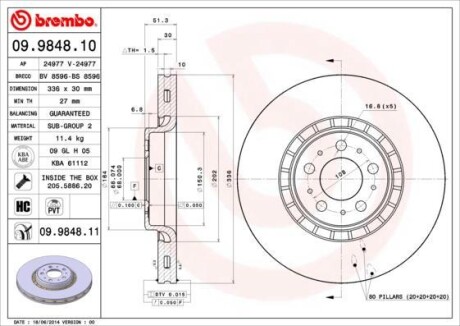 Гальмівний диск BREMBO 09984811