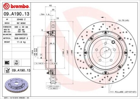 Гальмівний диск складається з двох частин BREMBO 09A19013