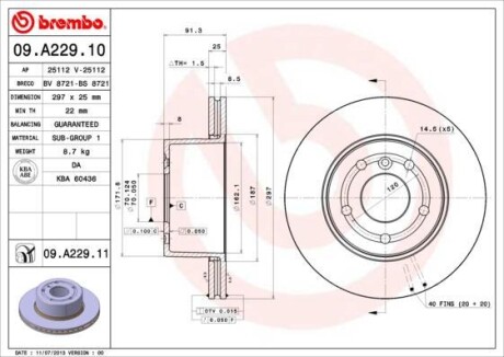 Гальмівний диск BREMBO 09A22911