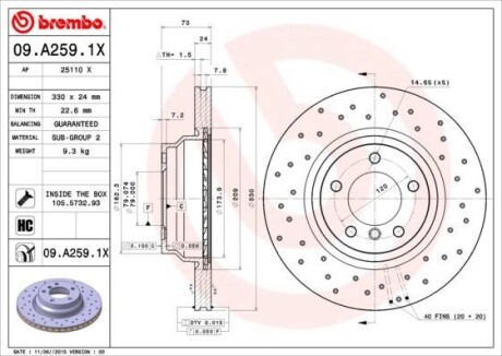 Гальмівний диск BREMBO 09A2591X