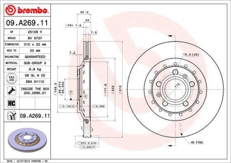 Гальмівний диск BREMBO 09A26911