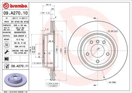 Гальмівний диск BREMBO 09A27011