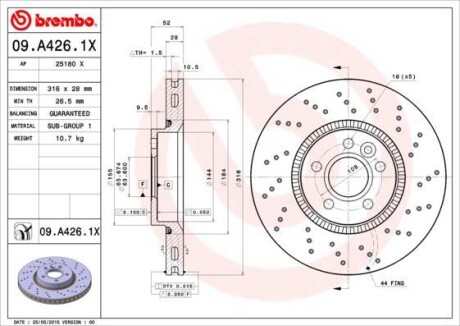 Гальмівний диск BREMBO 09A4261X