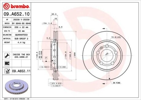 Гальмівний диск BREMBO 09A65211