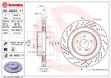 Гальмівний диск BREMBO 09A82211