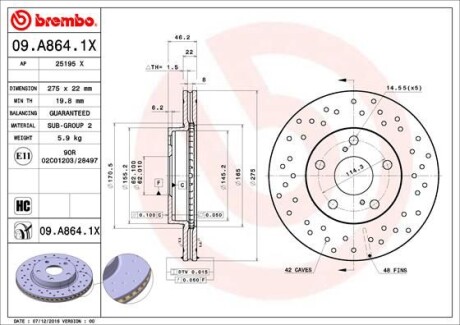 Гальмівний диск BREMBO 09A8641X