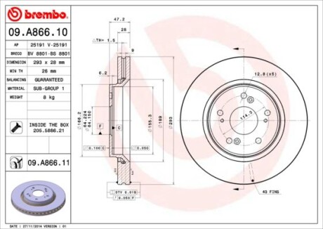 Гальмівний диск BREMBO 09A86611
