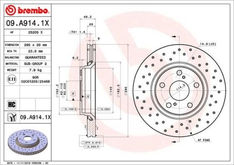 Гальмівний диск BREMBO 09A9141X