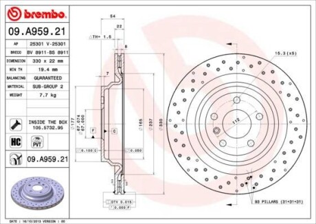Гальмівний диск BREMBO 09A95921