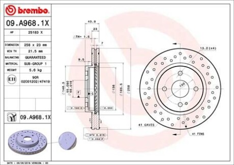 Гальмівний диск BREMBO 09A9681X