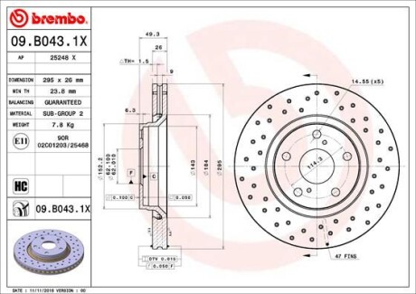 Гальмівний диск BREMBO 09B0431X