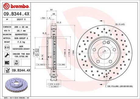 Гальмівний диск BREMBO 09B3444X