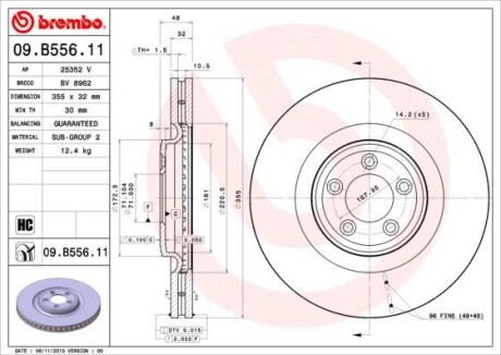 Гальмівний диск BREMBO 09B55611