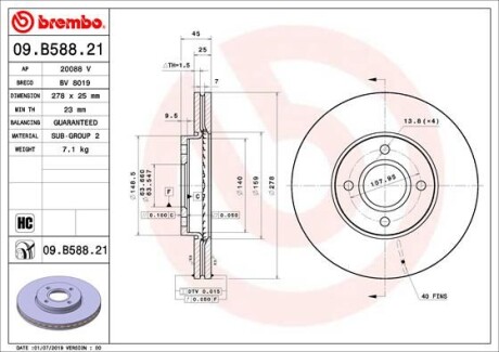 Гальмівний диск BREMBO 09B58821
