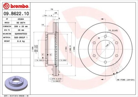 Гальмівний диск BREMBO 09B62210