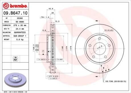 Гальмівний диск BREMBO 09B64711