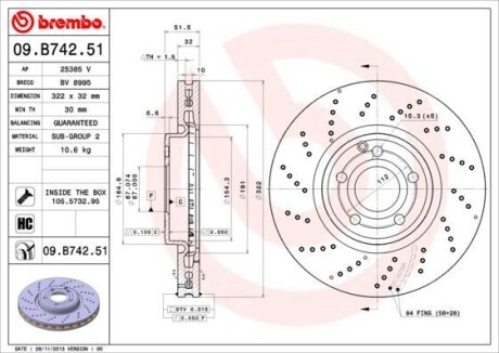 Гальмівний диск BREMBO 09B74251