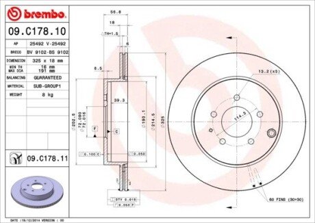 Диск гальмівний BREMBO 09.C178.11