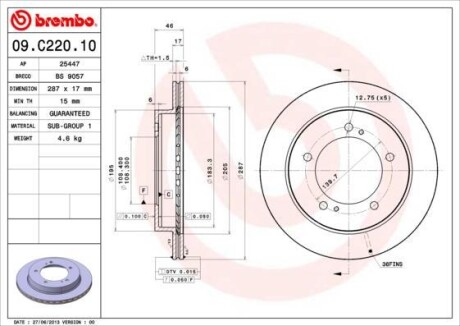 Гальмівний диск BREMBO 09C22010