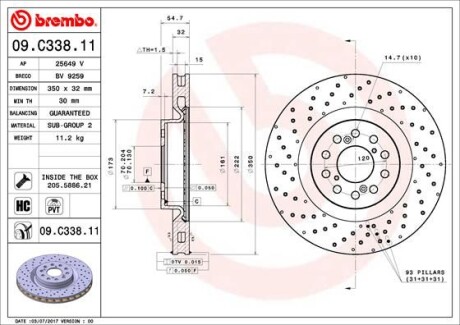 Гальмівний диск BREMBO 09C33811