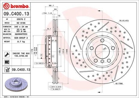 Гальмівний диск BREMBO 09C40013