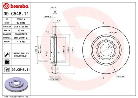 Гальмівний диск BREMBO 09C54811