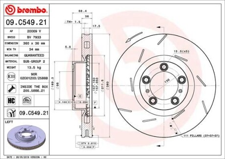 Гальмівний диск BREMBO 09C54921