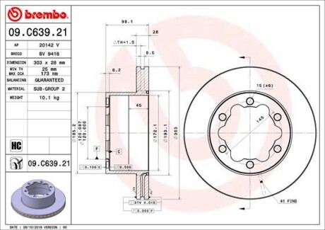 Гальмівний диск BREMBO 09C63921
