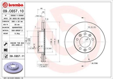 Гальмівний диск BREMBO 09C65711