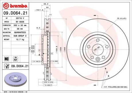 Гальмівний диск BREMBO 09D06421
