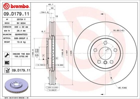 Гальмівний диск BREMBO 09D17911