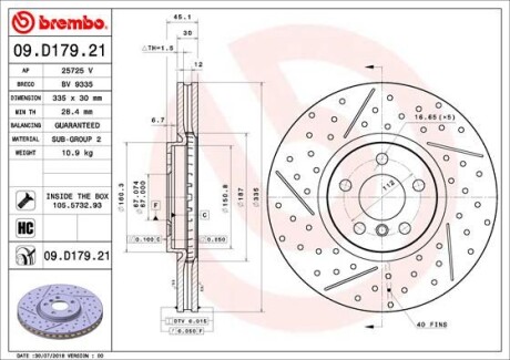 Гальмівний диск BREMBO 09D17921