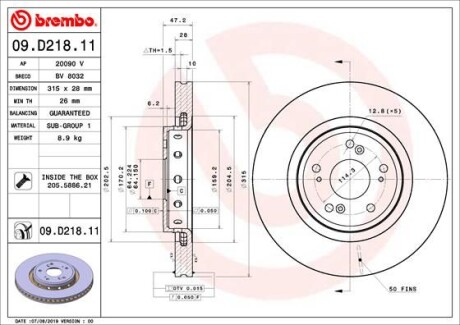 Гальмівний диск BREMBO 09D21811