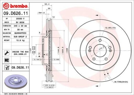 Гальмівний диск BREMBO 09D62611