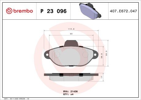 Гальмівні колодки дискові BREMBO P23 096