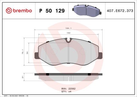 Гальмівні колодки дискові BREMBO P50 129