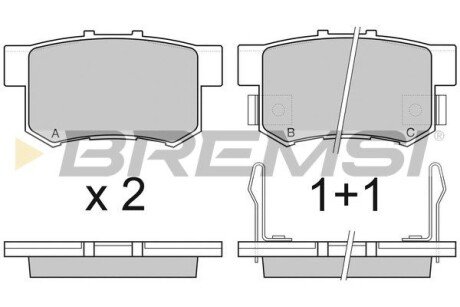 Гальмівні колодки зад. Civic 98-01/CR-V 01-06 (Akebono) (47,5x89x14,5) BREMSI BP2750