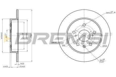 Гальмівний диск зад. Suzuku SX4 06- (278x9) BREMSI CD8075S