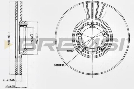 Гальмівний диск перед. Transit T15 91-00 (вент.) (270x24) (Заміна на CD6849V) BREMSI DBA849V