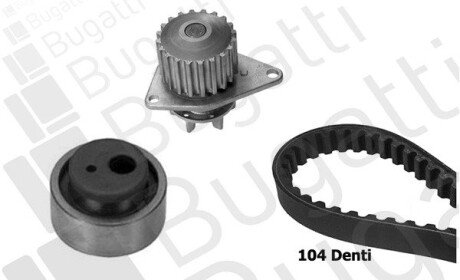 CITROEN К-кт ГРМ (помпа + ролик + ремень) AX/BX/Saxo/Berlingo 1,0-1,4 BUGATTI KBU5504A